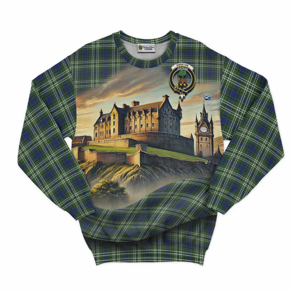 Swinton Tartan Family Crest Sweatshirt with Scottish Ancient Castle Style Unisex - Tartan Vibes Clothing