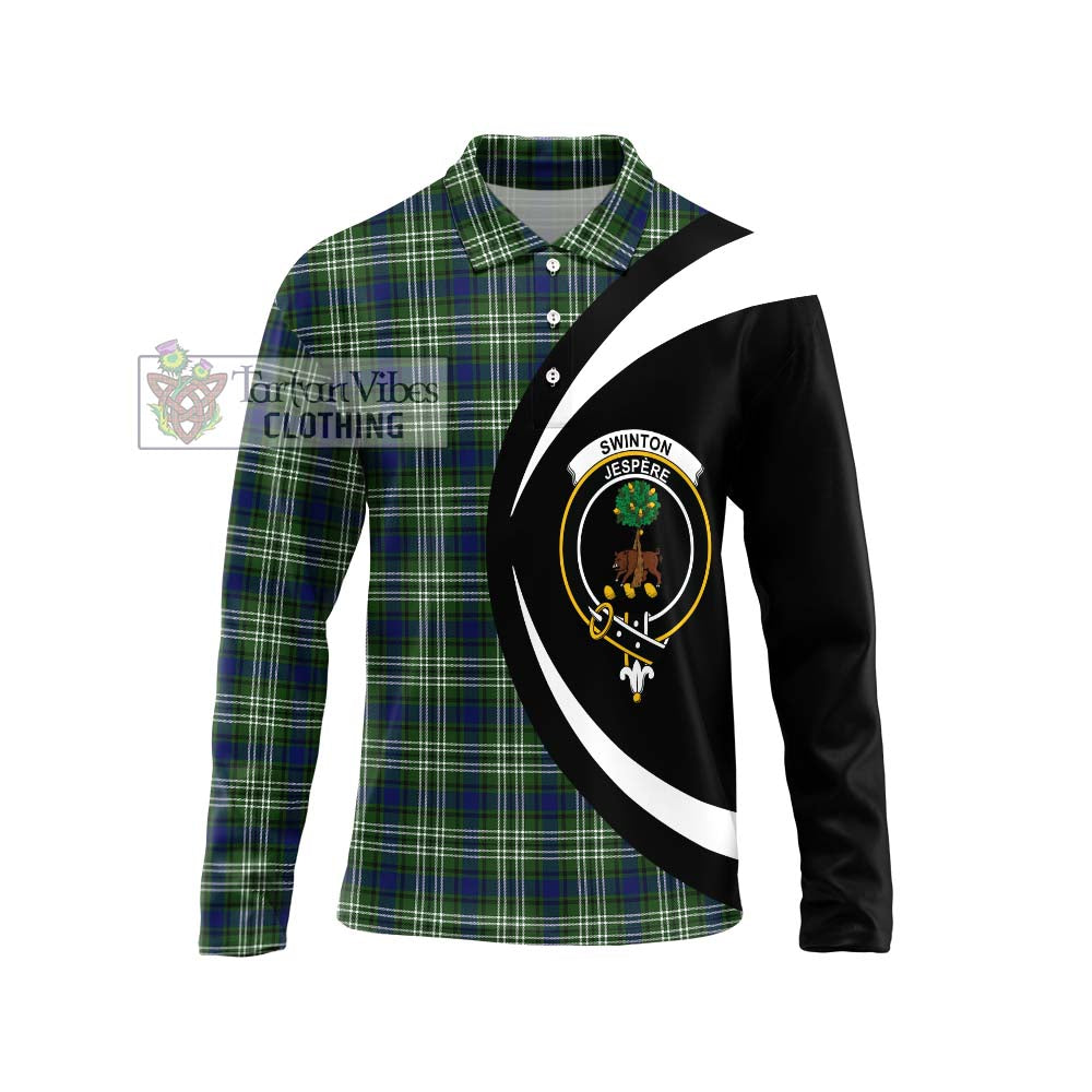 Swinton Tartan Long Sleeve Polo Shirt with Family Crest Circle Style Unisex - Tartan Vibes Clothing
