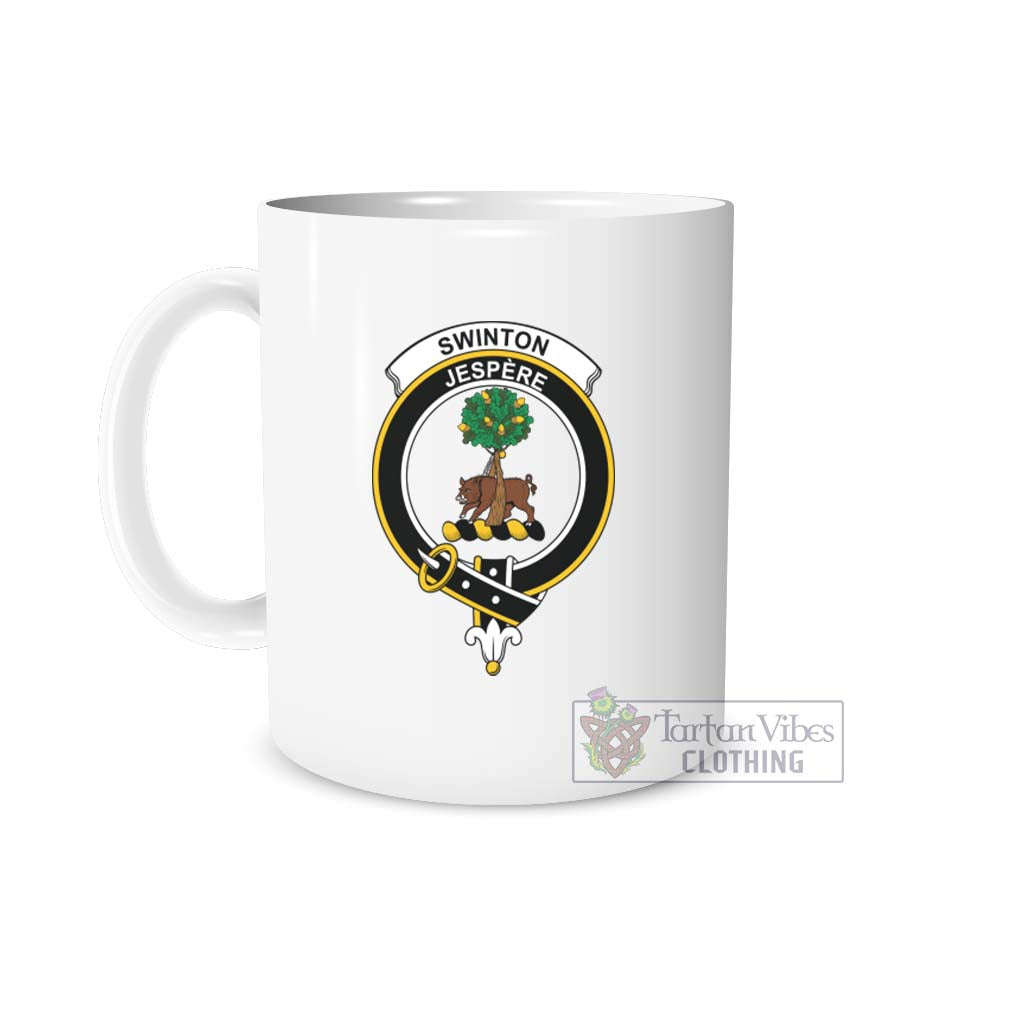 Swinton Family Crest Ceramic Mug White - 2D-tartanvibesclothing