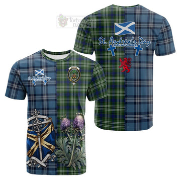 Swinton Tartan Cotton T-shirt Happy St. Andrew's Day Half Tartan Style Kid's Shirt - Tartan Vibes Clothing