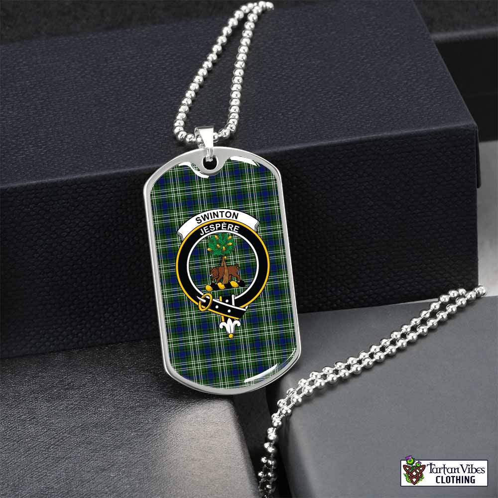 Swinton Tartan Dog Tag Necklace with Family Crest Silver No - Tartan Vibes Clothing