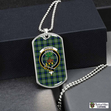 Tartan Vibes Clothing Swinton Tartan Dog Tag Necklace with Family Crest