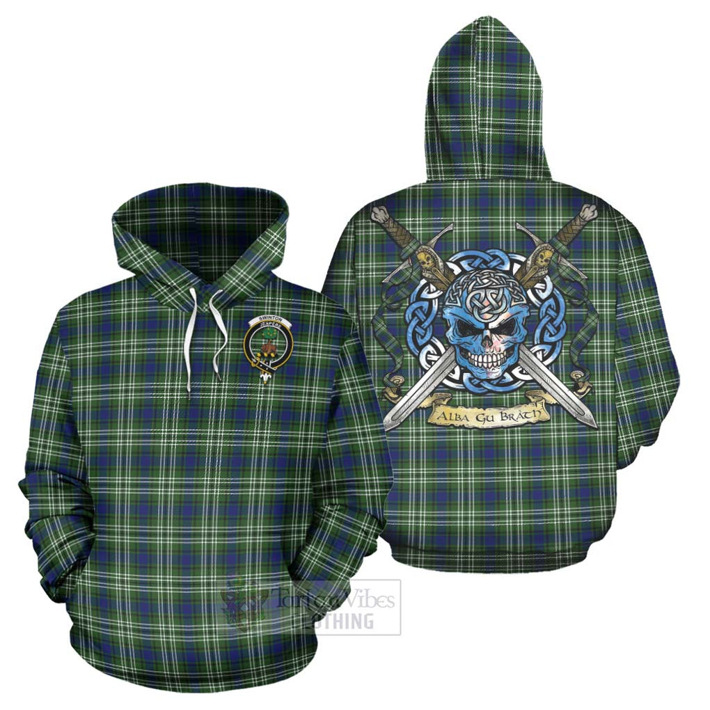 Swinton Tartan Hoodie with Family Crest Celtic Skull Style Zip Hoodie - Tartan Vibes Clothing