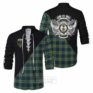 Swinton Tartan Ghillie Kilt Shirt with Family Crest and Military Logo Style Men - Tartan Vibes Clothing