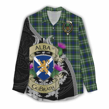 Swinton Tartan Family Crest Women's Casual Shirt Lion Rampant Royal Thistle Shield Celtic Inspired Female - Tartan Vibes Clothing