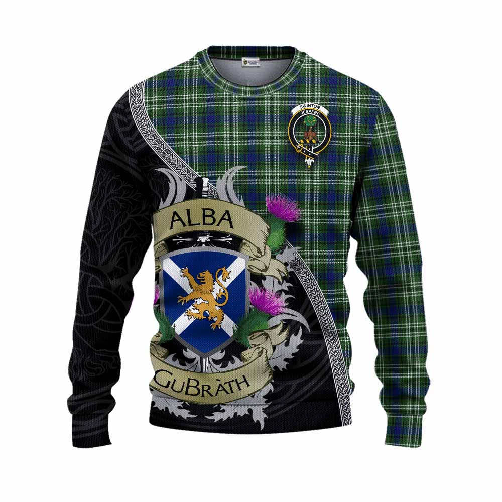 Swinton Tartan Family Crest Knitted Sweater Lion Rampant Royal Thistle Shield Celtic Inspired Unisex - Tartan Vibes Clothing
