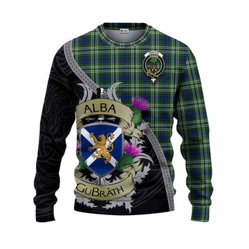 Swinton Tartan Family Crest Knitted Sweater Lion Rampant Royal Thistle Shield Celtic Inspired Unisex - Tartan Vibes Clothing