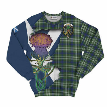 Tartan Vibes Clothing Swinton Tartan Family Crest Sweatshirt Scottish Thistle Celtic Inspired