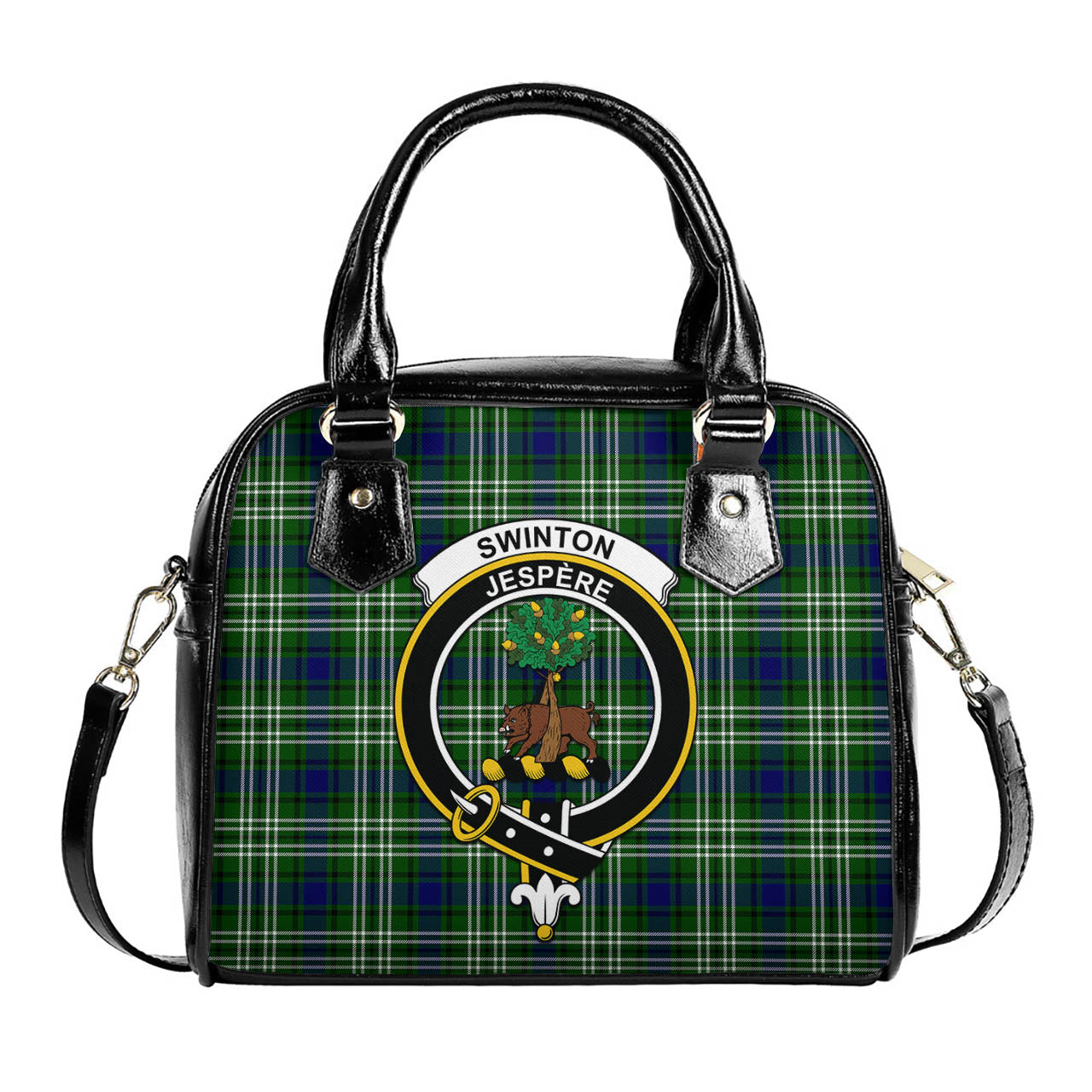 Swinton Tartan Shoulder Handbags with Family Crest One Size 9*21*24 cm (3.54*8.27*9.45 inches) - Tartan Vibes Clothing