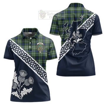 Swinton Tartan Women's Polo Shirt Featuring Thistle and Scotland Map Women - Tartanvibesclothing Store
