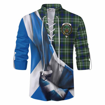 Swinton Tartan Ghillie Kilt Shirt with Family Crest Scotland Patriotic Style Men - Tartan Vibes Clothing