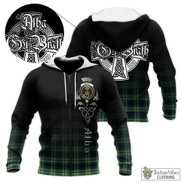 Swinton Tartan Knitted Hoodie Featuring Alba Gu Brath Family Crest Celtic Inspired