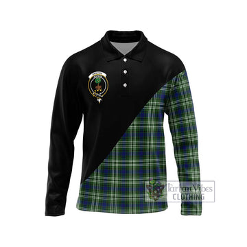 Swinton Tartan Long Sleeve Polo Shirt with Family Crest and Military Logo Style Unisex - Tartan Vibes Clothing