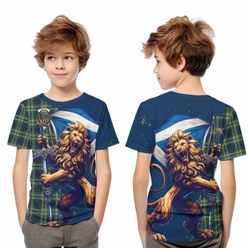 Swinton Tartan Family Crest Kid T-Shirt with Scottish Majestic Lion Youth XL Size14 - Tartan Vibes Clothing