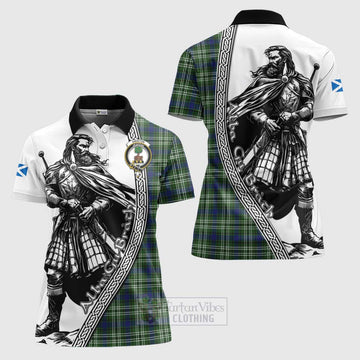 Swinton Tartan Clan Crest Women's Polo Shirt with Highlander Warrior Celtic Style Women - Tartan Vibes Clothing