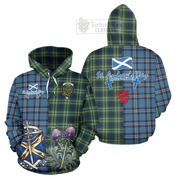 Swinton Tartan Hoodie Happy St. Andrew's Day Half Tartan Style Zip Hoodie - Tartan Vibes Clothing