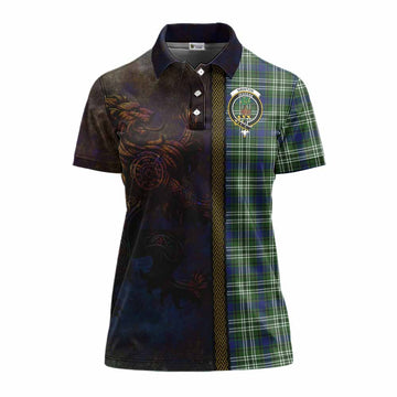 Tartan Vibes Clothing Swinton Tartan Family Crest Women's Polo Shirt Alba Gu Brath Be Brave Lion Ancient Style