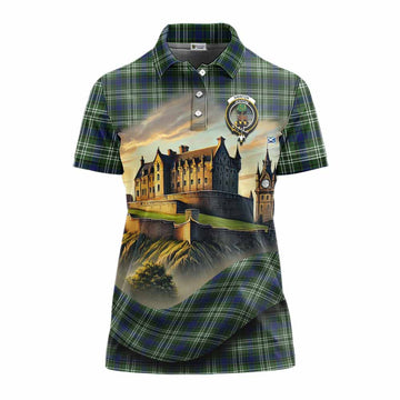 Swinton Tartan Family Crest Women's Polo Shirt with Scottish Ancient Castle Style Women - Tartan Vibes Clothing