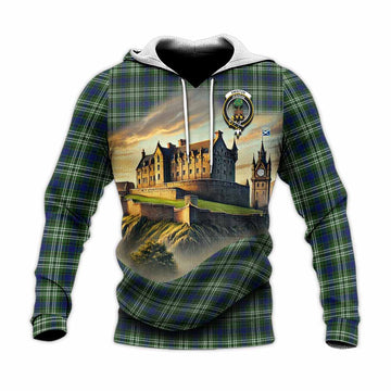 Swinton Tartan Family Crest Knitted Hoodie with Scottish Ancient Castle Style Unisex Knitted Pullover Hoodie - Tartan Vibes Clothing