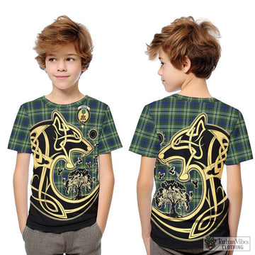 Swinton Tartan Kid T-Shirt with Family Crest Celtic Wolf Style Youth XL Size14 - Tartan Vibes Clothing