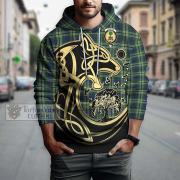 Swinton Tartan Hoodie with Family Crest Celtic Wolf Style Zip Hoodie - Tartan Vibes Clothing