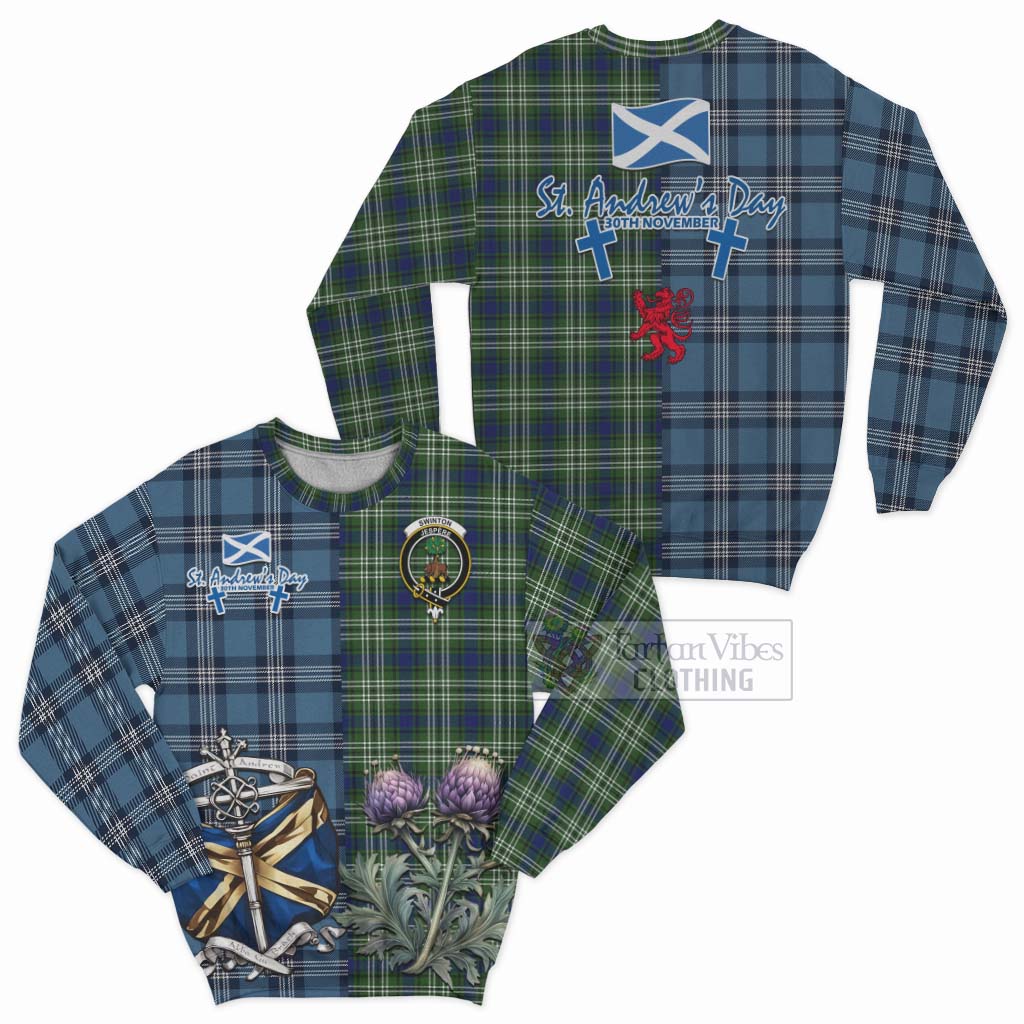 Swinton Tartan Sweatshirt Happy St. Andrew's Day Half Tartan Style Unisex - Tartan Vibes Clothing