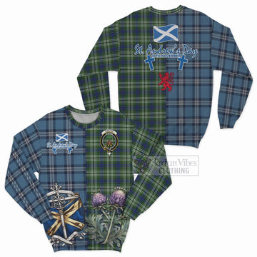 Swinton Tartan Sweatshirt Happy St. Andrew's Day Half Tartan Style Unisex - Tartan Vibes Clothing