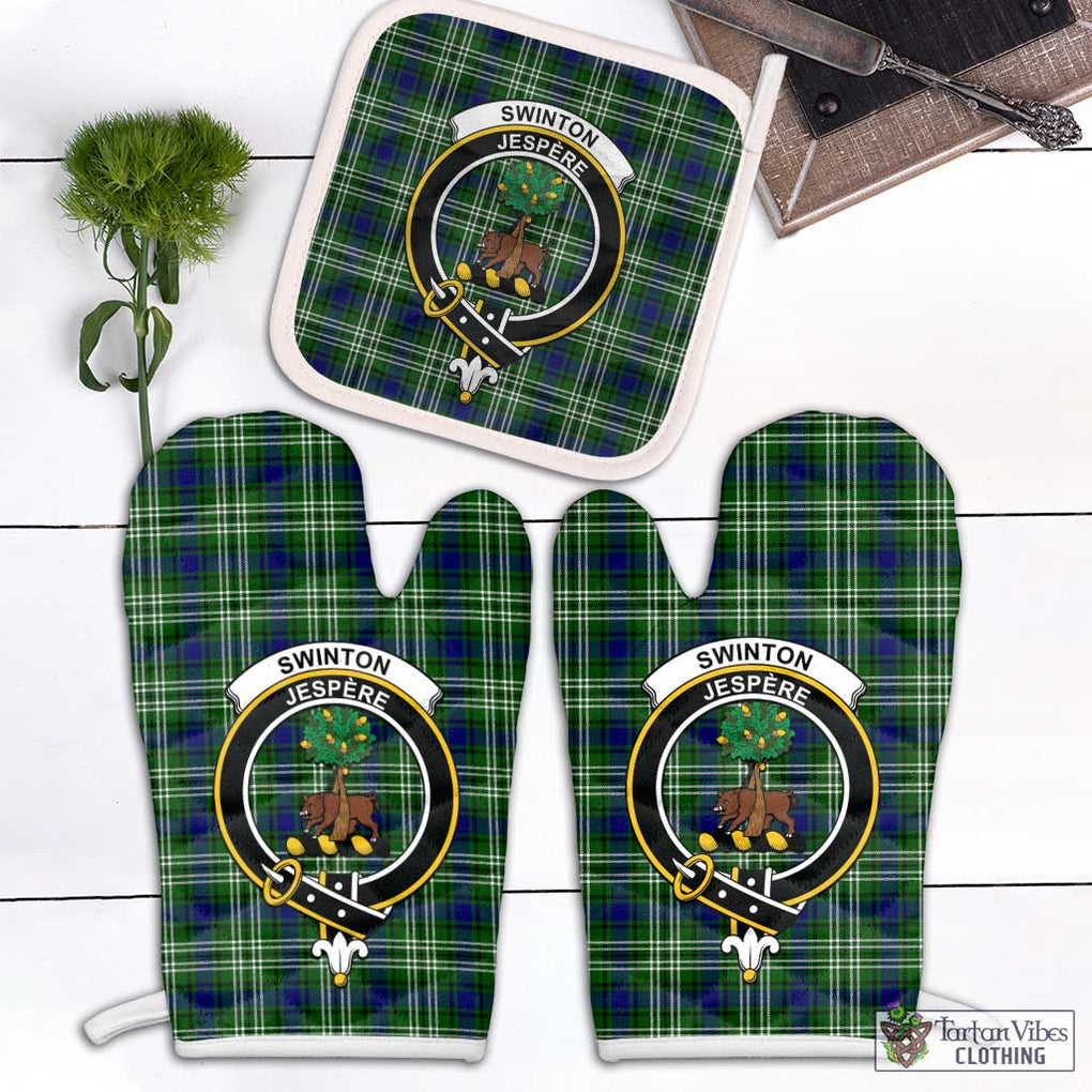 Swinton Tartan Combo Oven Mitt & Pot-Holder with Family Crest White - Tartan Vibes Clothing