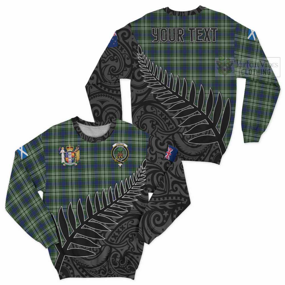 Swinton Crest Tartan Sweatshirt with New Zealand Silver Fern Half Style Unisex - Tartan Vibes Clothing