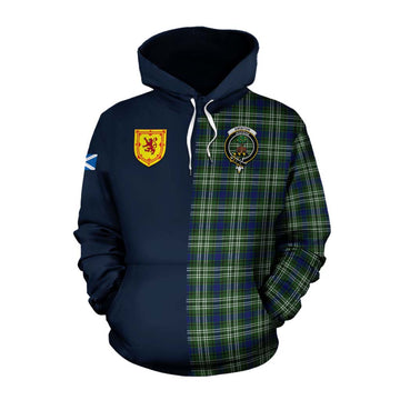 Swinton Tartan Cotton Hoodie Alba with Scottish Lion Royal Arm Half Style Pullover Hoodie XS - Tartan Vibes Clothing