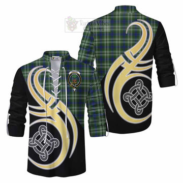 Swinton Tartan Ghillie Kilt Shirt with Family Crest and Celtic Symbol Style Men - Tartan Vibes Clothing