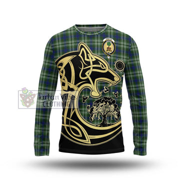 Swinton Tartan Long Sleeve T-Shirt with Family Crest Celtic Wolf Style Unisex - Tartan Vibes Clothing