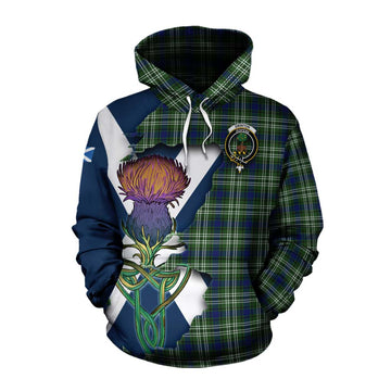 Tartan Vibes Clothing Swinton Tartan Family Crest Cotton Hoodie Scottish Thistle Celtic Inspired