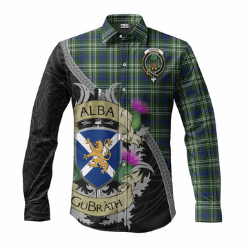 Swinton Tartan Family Crest Long Sleeve Button Shirt Lion Rampant Royal Thistle Shield Celtic Inspired Men's Shirt S - Tartan Vibes Clothing