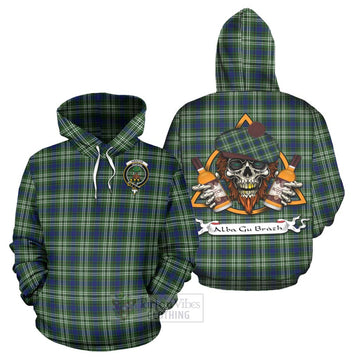 Swinton Tartan Hoodie with Family Crest and Bearded Skull Holding Bottles of Whiskey Zip Hoodie - Tartan Vibes Clothing