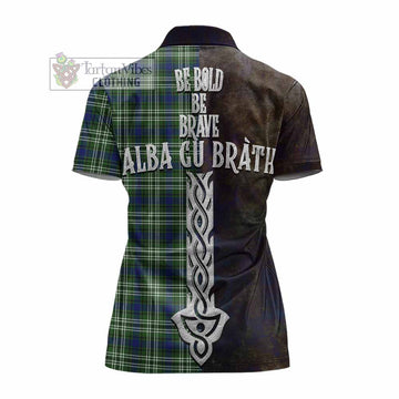 Tartan Vibes Clothing Swinton Tartan Family Crest Women's Polo Shirt Alba Gu Brath Be Brave Lion Ancient Style