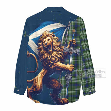 Swinton Tartan Family Crest Women's Casual Shirt with Scottish Majestic Lion - Tartan Vibes Clothing