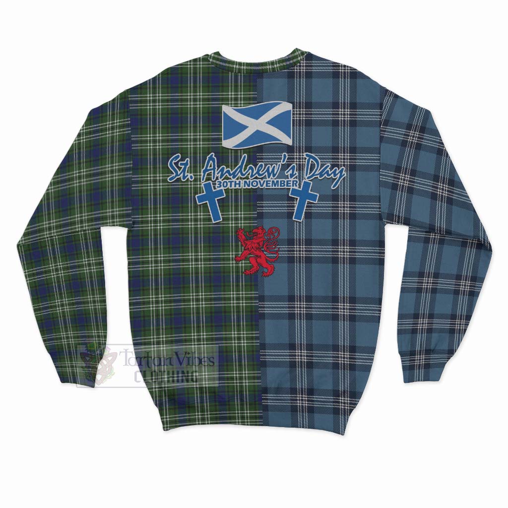Swinton Tartan Sweatshirt Happy St. Andrew's Day Half Tartan Style - Tartan Vibes Clothing