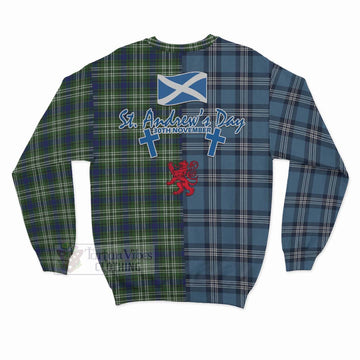 Swinton Tartan Sweatshirt Happy St. Andrew's Day Half Tartan Style - Tartan Vibes Clothing