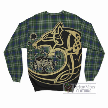 Swinton Tartan Sweatshirt with Family Crest Celtic Wolf Style - Tartan Vibes Clothing