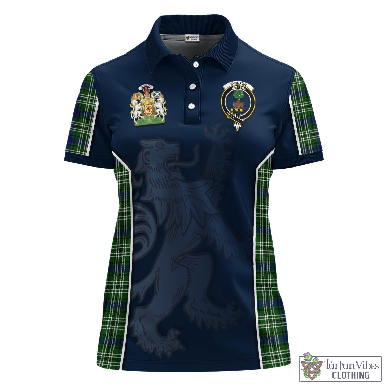 Tartan Vibes Clothing Swinton Tartan Women's Polo Shirt with Family Crest and Lion Rampant Vibes Sport Style