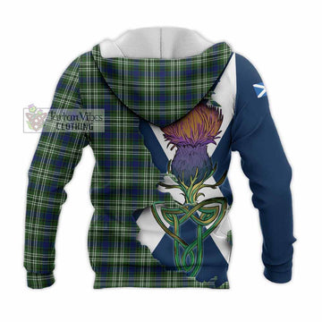 Tartan Vibes Clothing Swinton Tartan Family Crest Knitted Hoodie Scottish Thistle Celtic Inspired