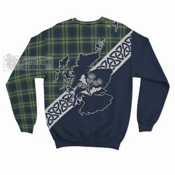 Swinton Tartan Sweatshirt Featuring Thistle and Scotland Map - Tartan Vibes Clothing