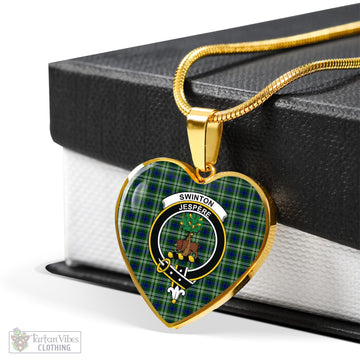 Swinton Tartan Heart Necklace with Family Crest - Tartan Vibes Clothing