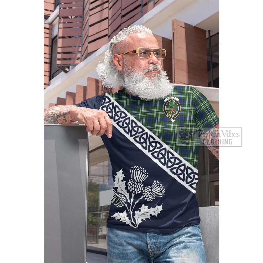 Swinton Tartan Cotton T-shirt Featuring Thistle and Scotland Map Men's Shirt - Tartan Vibes Clothing