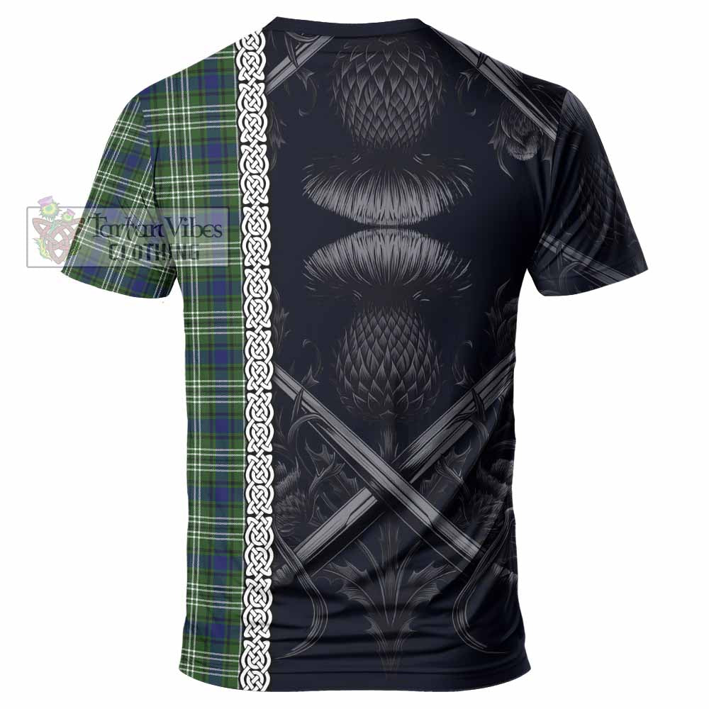 Swinton Tartan T-Shirt with Family Crest Cross Sword Thistle Celtic Vibes - Tartan Vibes Clothing