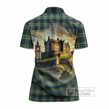 Swinton Tartan Family Crest Women's Polo Shirt with Scottish Ancient Castle Style - Tartan Vibes Clothing