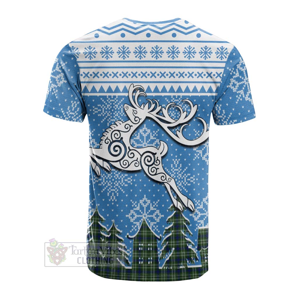 Swinton Clan Christmas Cotton T-shirt Celtic Reindeer Style - Tartan Vibes Clothing