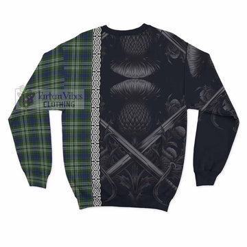 Swinton Tartan Sweatshirt with Family Crest Cross Sword Thistle Celtic Vibes - Tartan Vibes Clothing