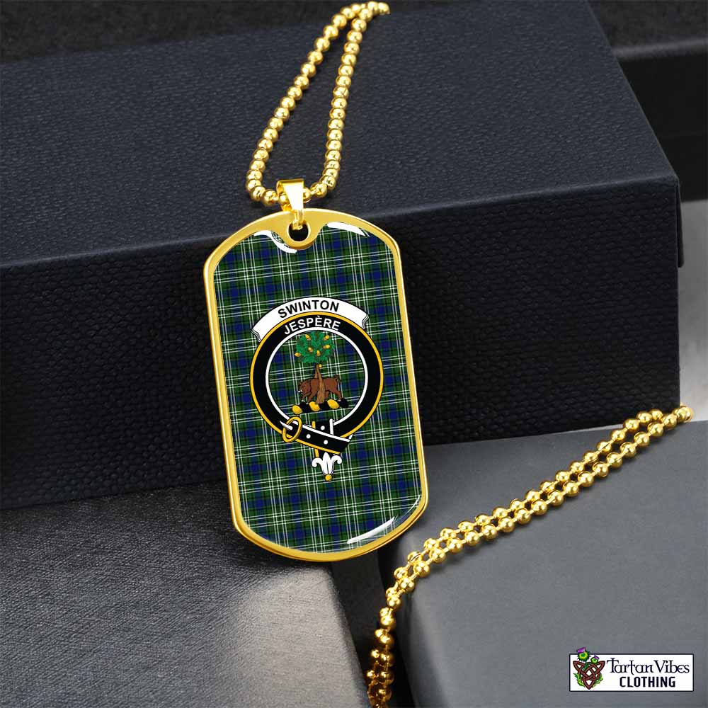 Swinton Tartan Dog Tag Necklace with Family Crest Gold No - Tartan Vibes Clothing